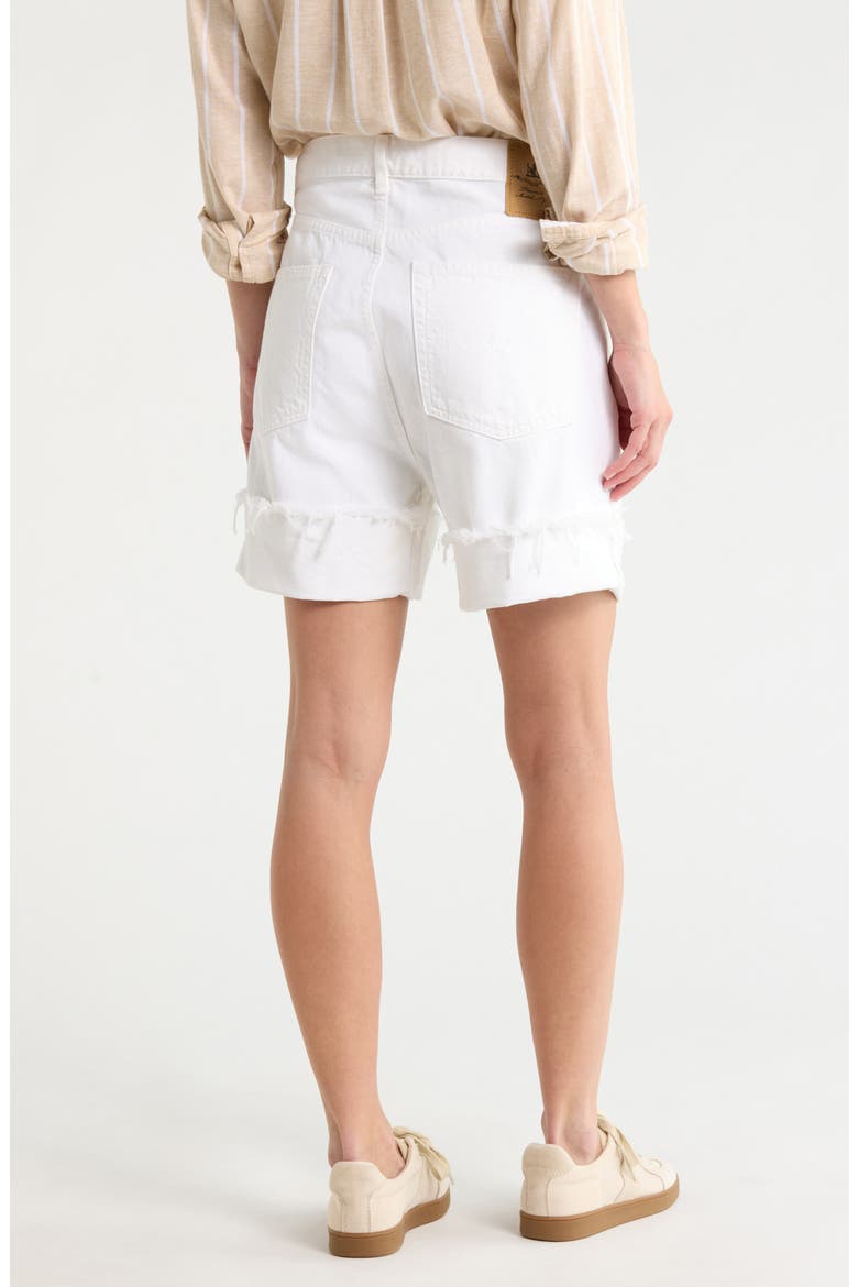 Brooke Fray Hem Cuffed Denim Shorts, Alternate, color, WHITE WASH