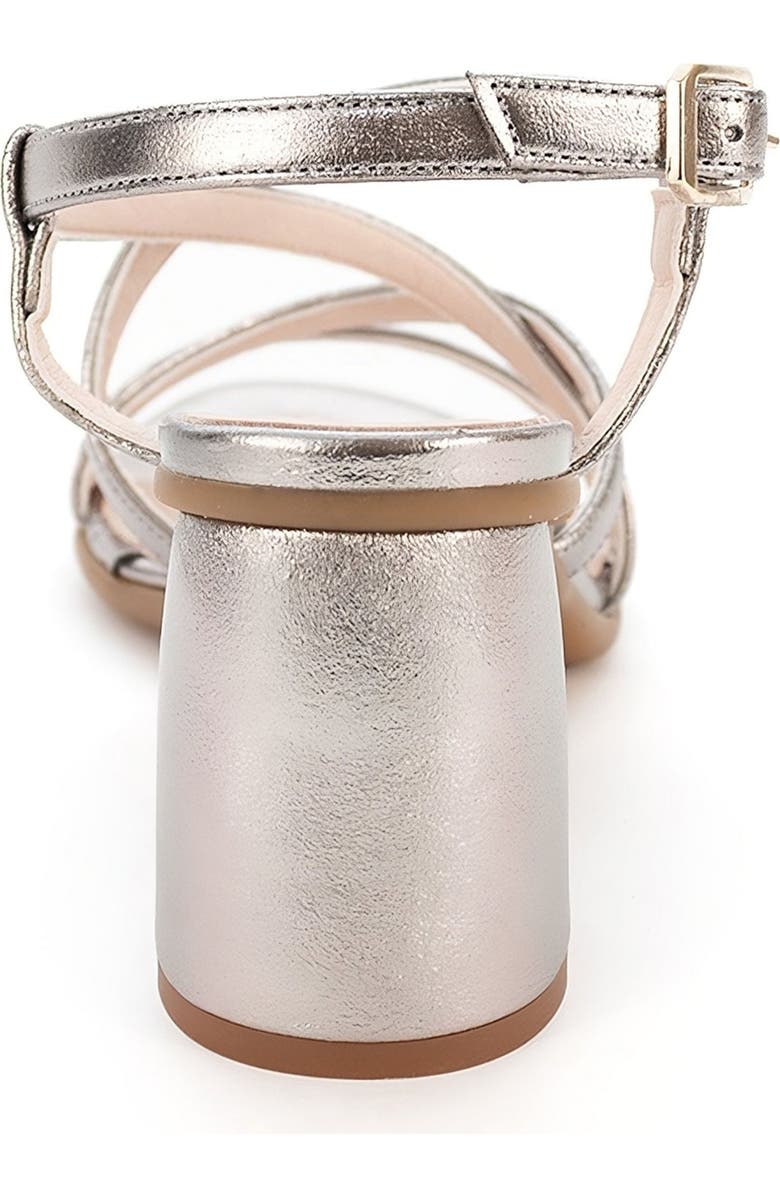 Menina Step Cloe Leather Heeled Sandal, Alternate, color, Silver