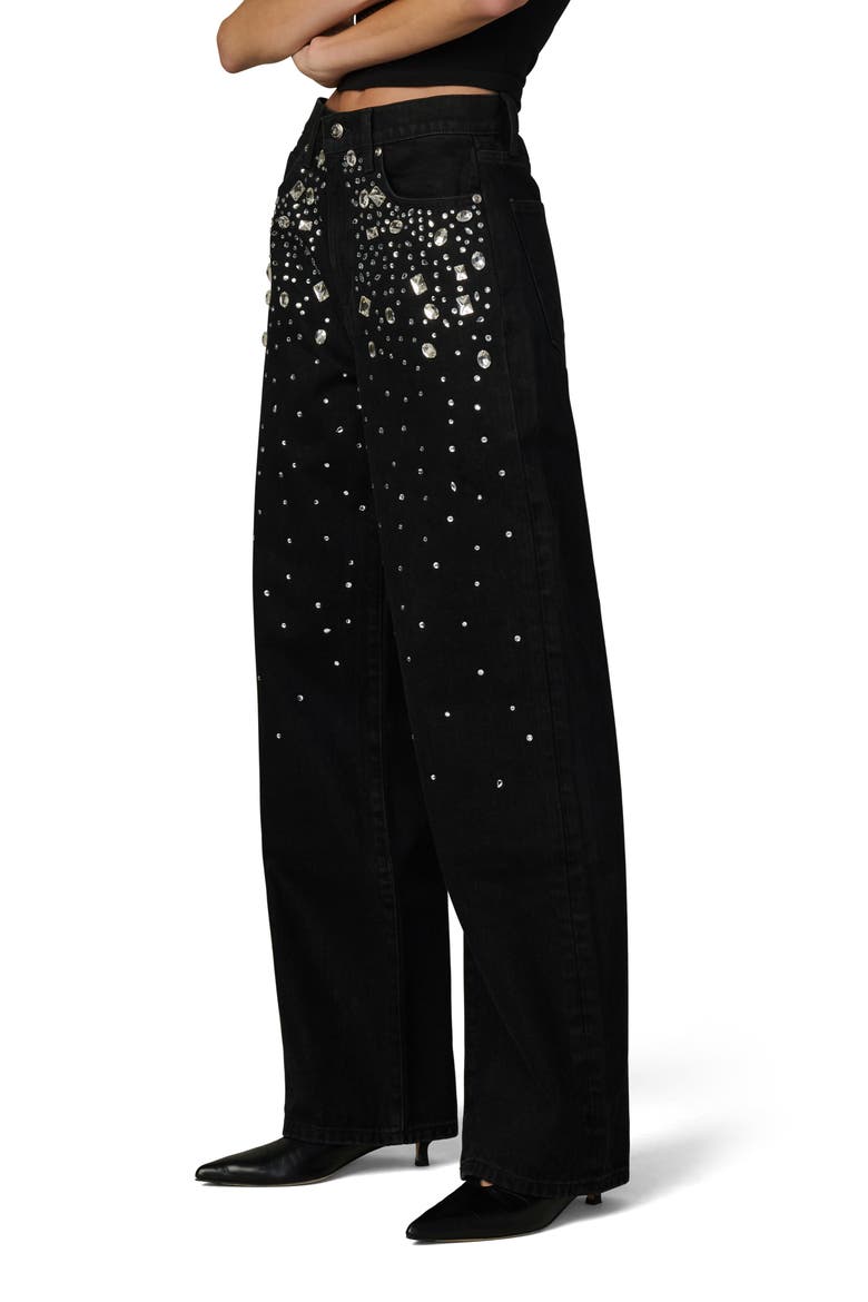 The Harlowe Stone Embellished High Waist Wide Leg Jeans, Alternate, color, CONSTELLATION