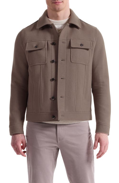 Bugatchi Hybrid Melton & Wool Trucker Jacket In Brown