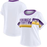 WEAR by Erin Andrews Women's WEAR by Erin Andrews White Minnesota Vikings Cropped Center Stripe Dolman T-Shirt