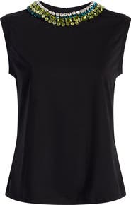 Cinq à Sept Crystal Detail Cotton Tank