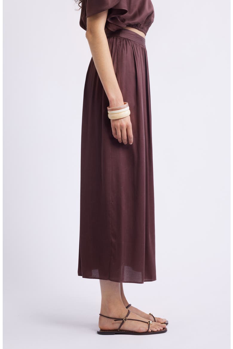 Gathered Midi Skirt, Alternate, color, BROWN MALICACIA