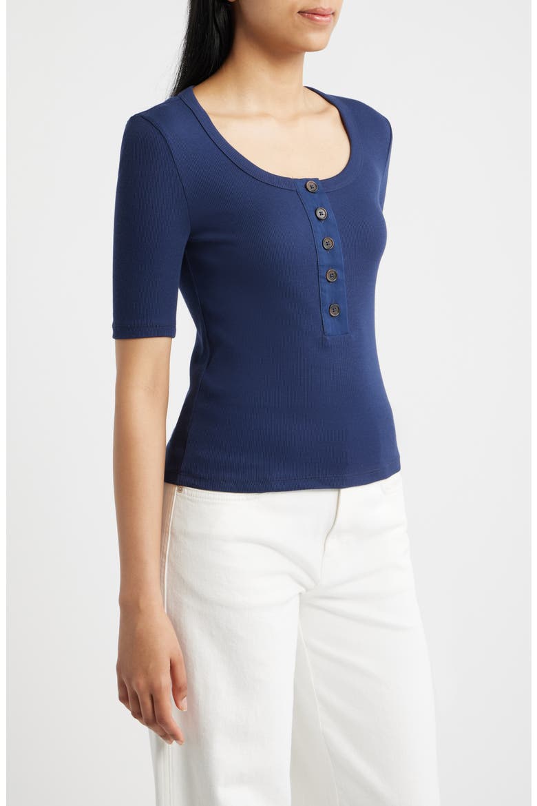 Scoop Neck Henley Tee, Alternate, color, BLACK IRIS