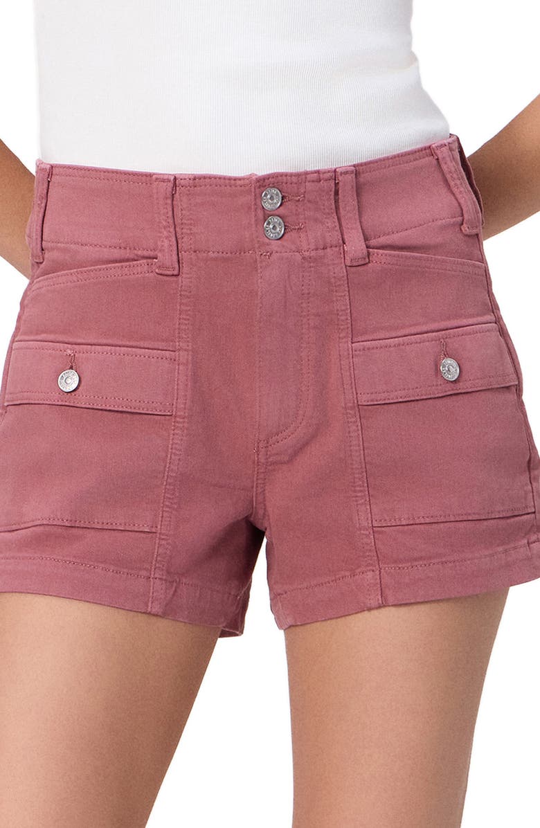 PAIGE Olivia Cargo Shorts, Alternate, color, Vintage Brick Berry