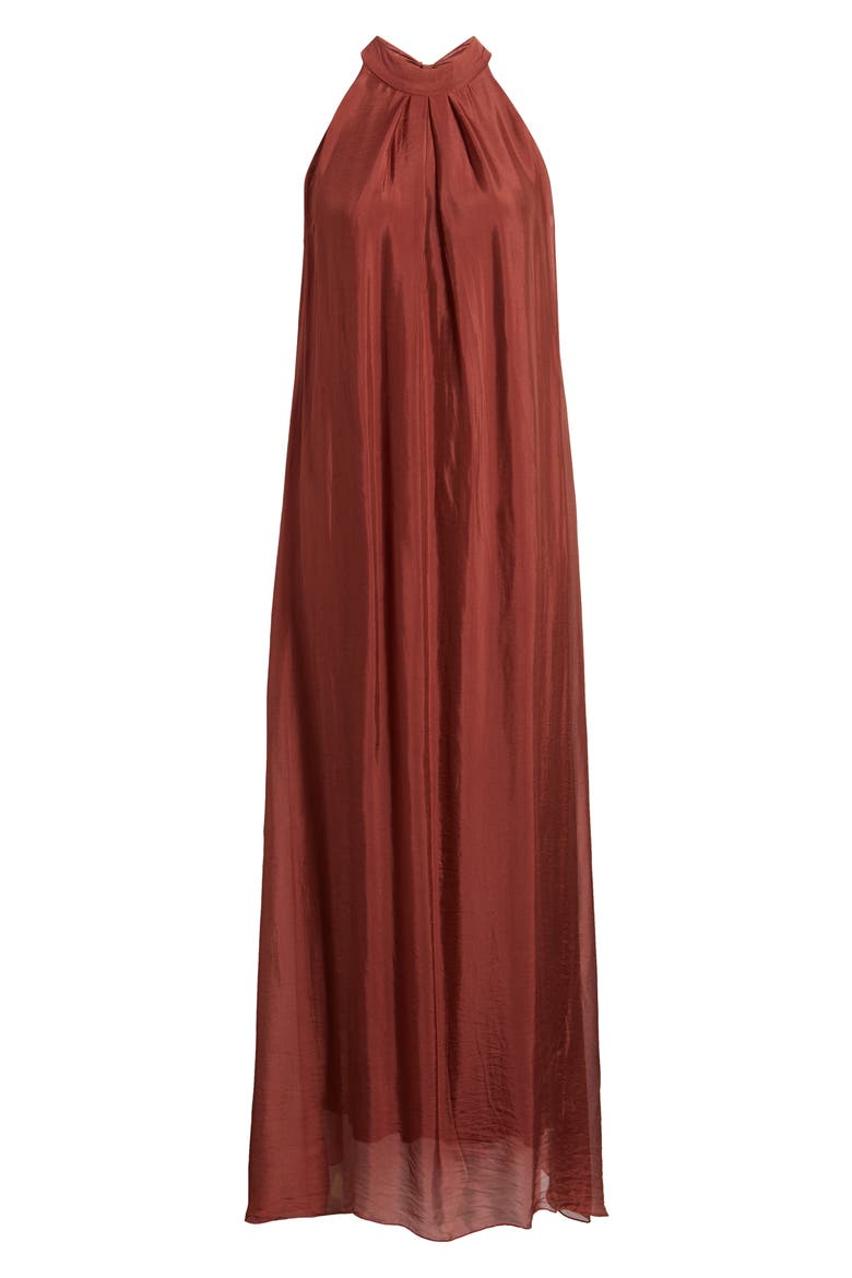 Vita Mock Neck Satin Maxi Dress, Alternate, color, MAROON