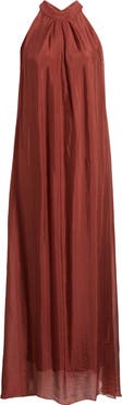 DELUC Vita Mock Neck Satin Maxi Dress