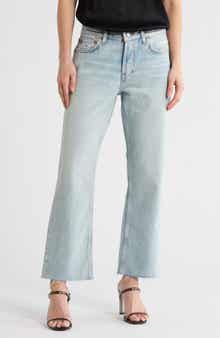 Re/Done Rhinestone Detail High Waist Crop Straight Leg Jeans