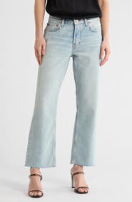 Re/Done Rhinestone Detail High Waist Crop Straight Leg Jeans