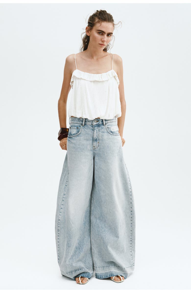 H&M Wide-leg Jeans, Alternate, color, Light Denim Blue