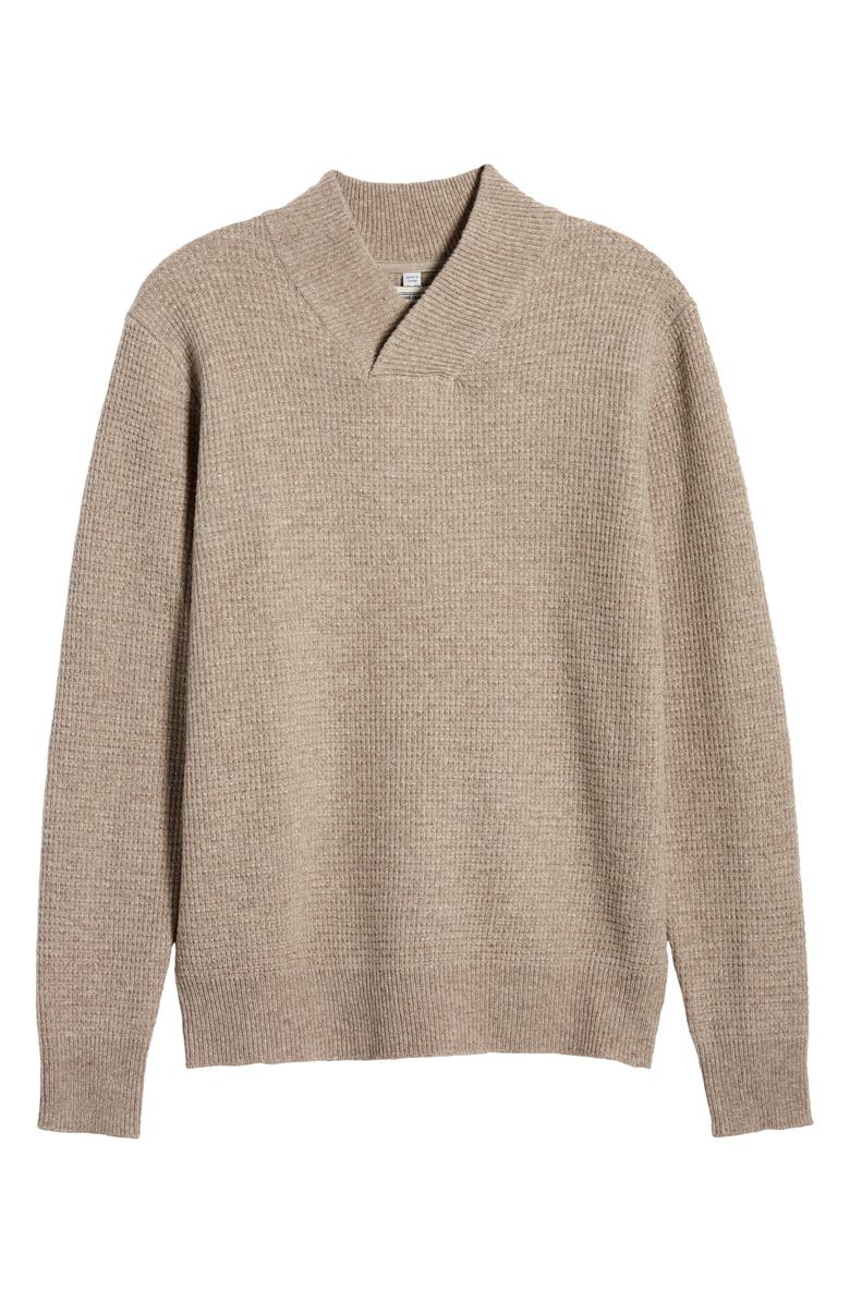 Schott NYC Waffle Knit Thermal Wool Blend Pullover, Alternate, color, Taupe