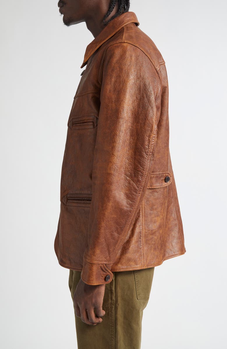 Double RL Bradley Leather Car Coat, Alternate, color, Vintage Tan