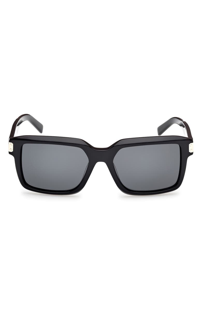 MCM 54mm Polarized Square Sunglasses, Main, color, Shiny Black / Smoke