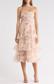 Lulus Marigold Strapless Tiered Dress