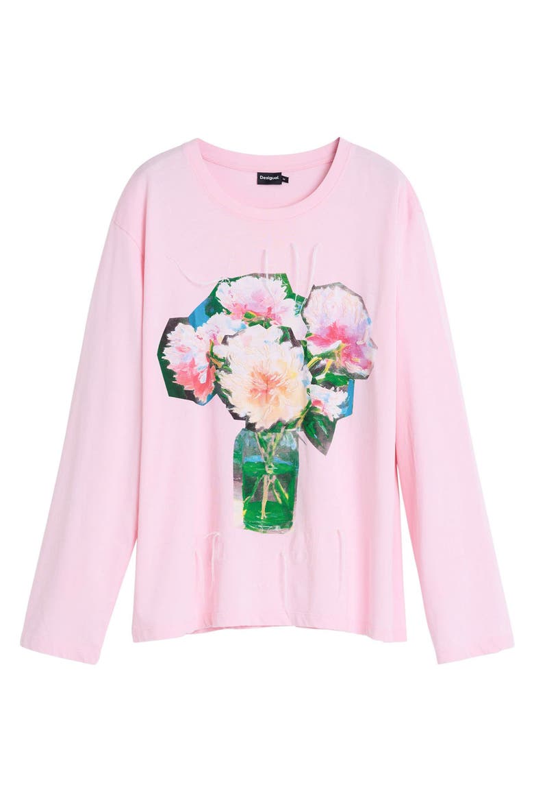 Floral Long Sleeve Cotton Graphic T-Shirt, Alternate, color, PINK