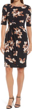 Connected Apparel Floral Ruched Dress