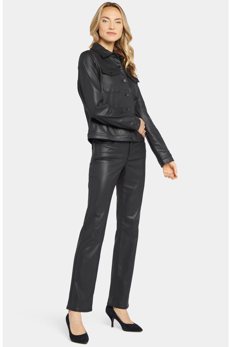 Coated Denim Trucker Jacket, Alternate, color, BLACKCOATED