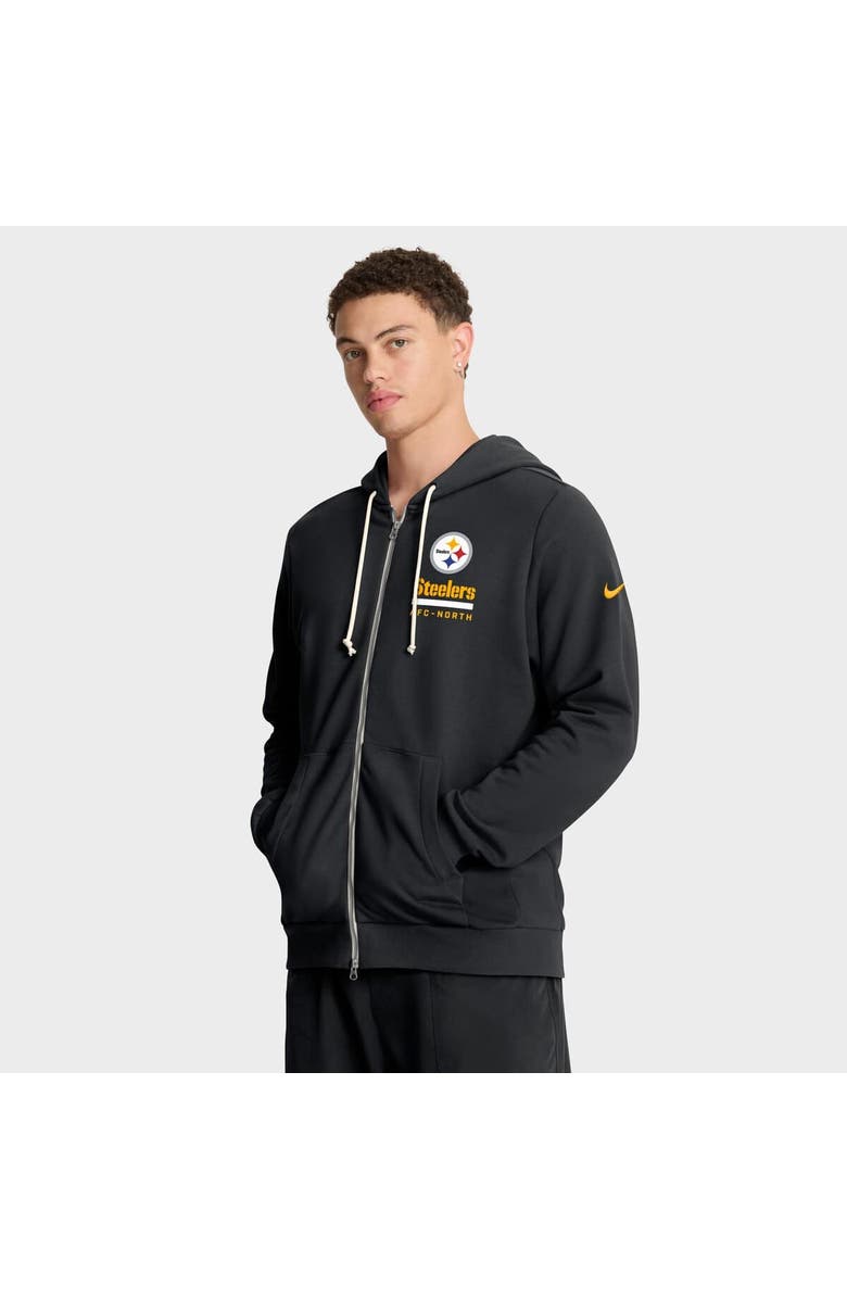 Nike Men's Nike Black Pittsburgh Steelers Sideline Standard Issue Utility Player Dri-FIT Full-Zip Hoodie, Alternate, color, Black