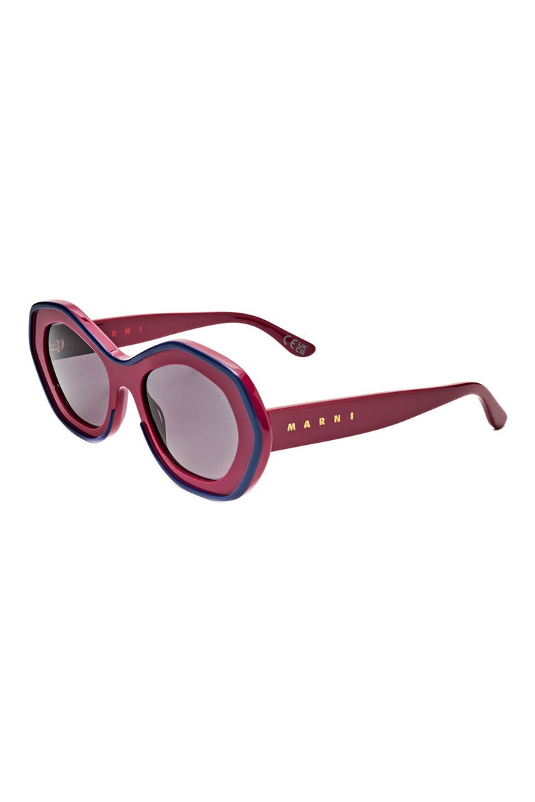 54mm Rectangular Sunglasses, Alternate, color, RED / GREY