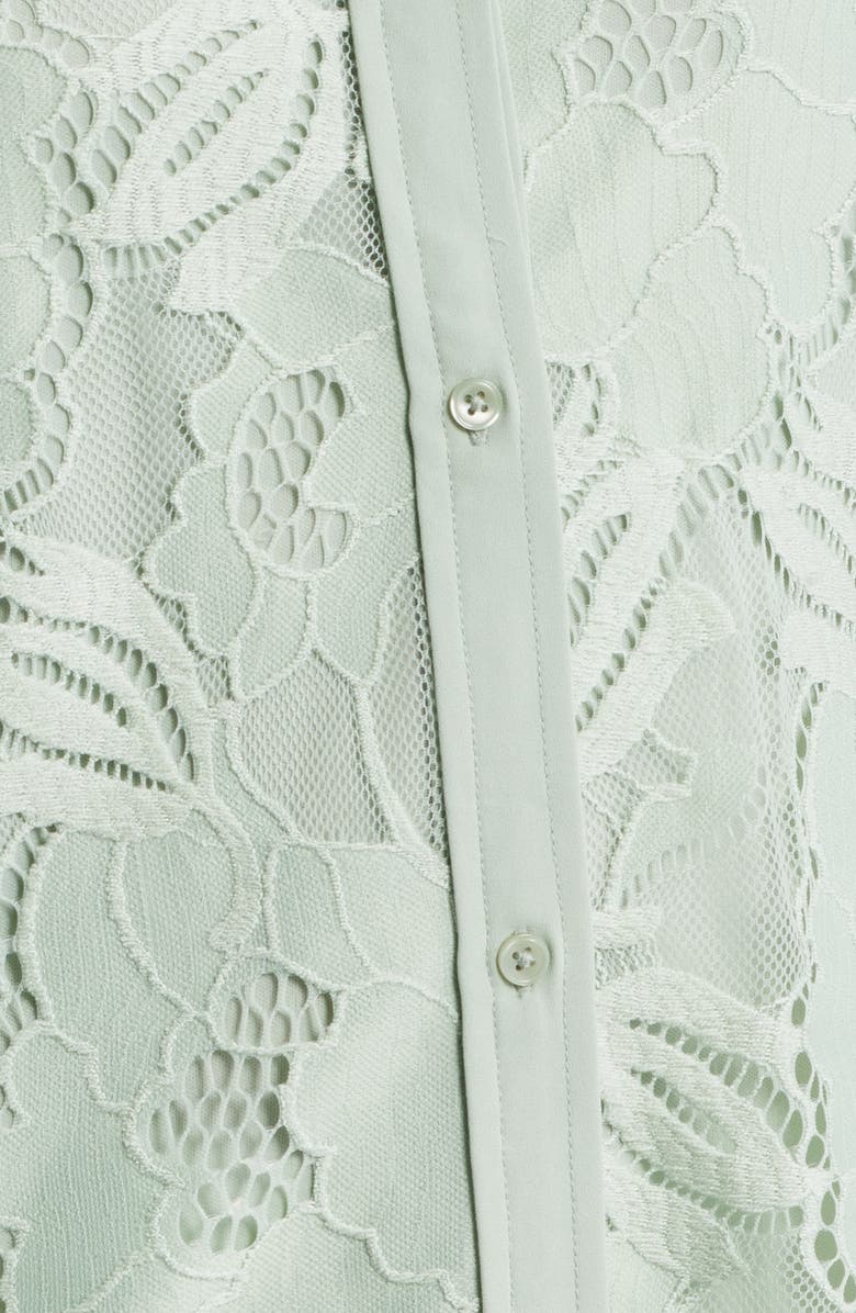 Anne Klein Lace Button-Up Shirt, Alternate, color, Soft Aloe
