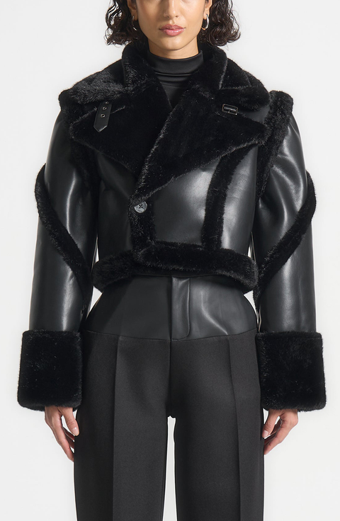 Kena Leather & Plush 2-in-1 Gilet Jacket