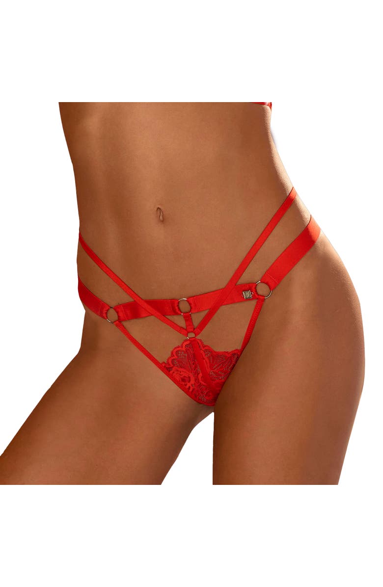 LASCANA Women's Strappy Lace Thong, Main, color, Red