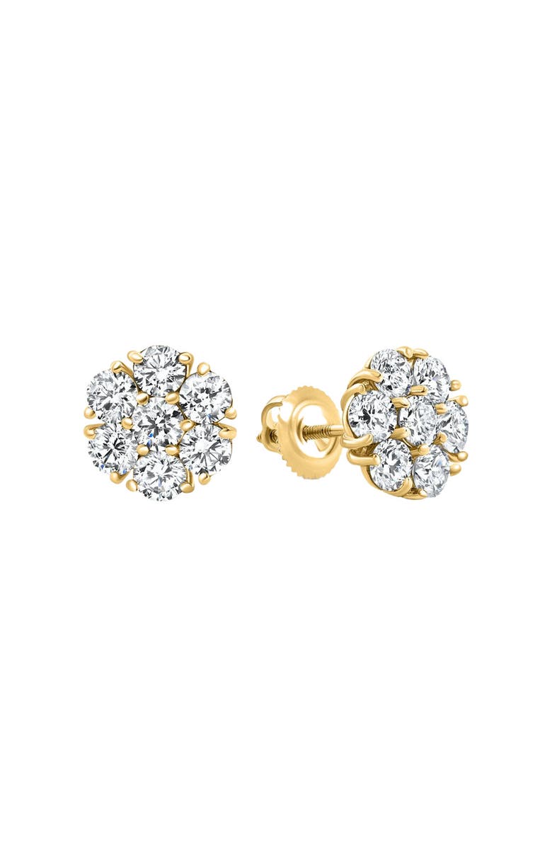 Bliss Diamond 3.60Ct Diamond Cluster Pave Studs Screwback Earrings 14k Gold Lab Grown, Alternate, color,