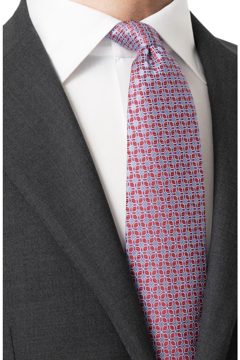 Medallion Silk Tie, Alternate, color, RED