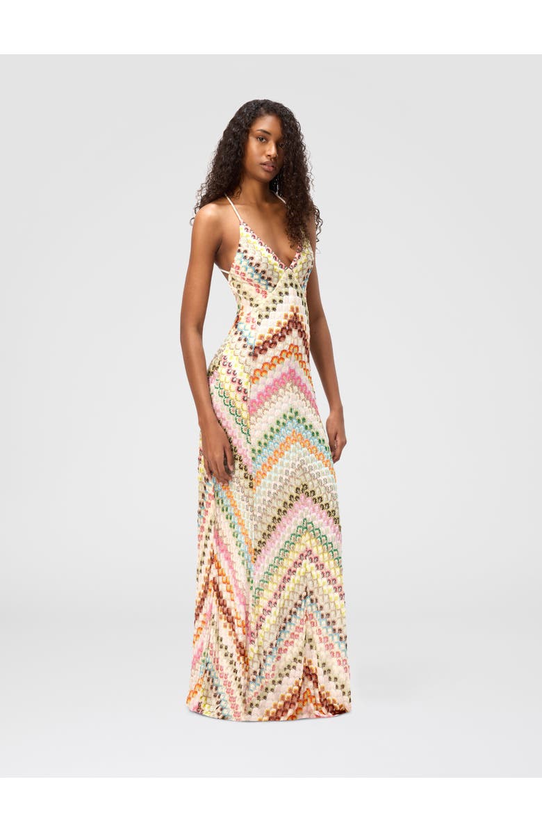 Missoni Long Viscose Dress With V-neck Lace And Zig Zag Pattern, Alternate, color, 