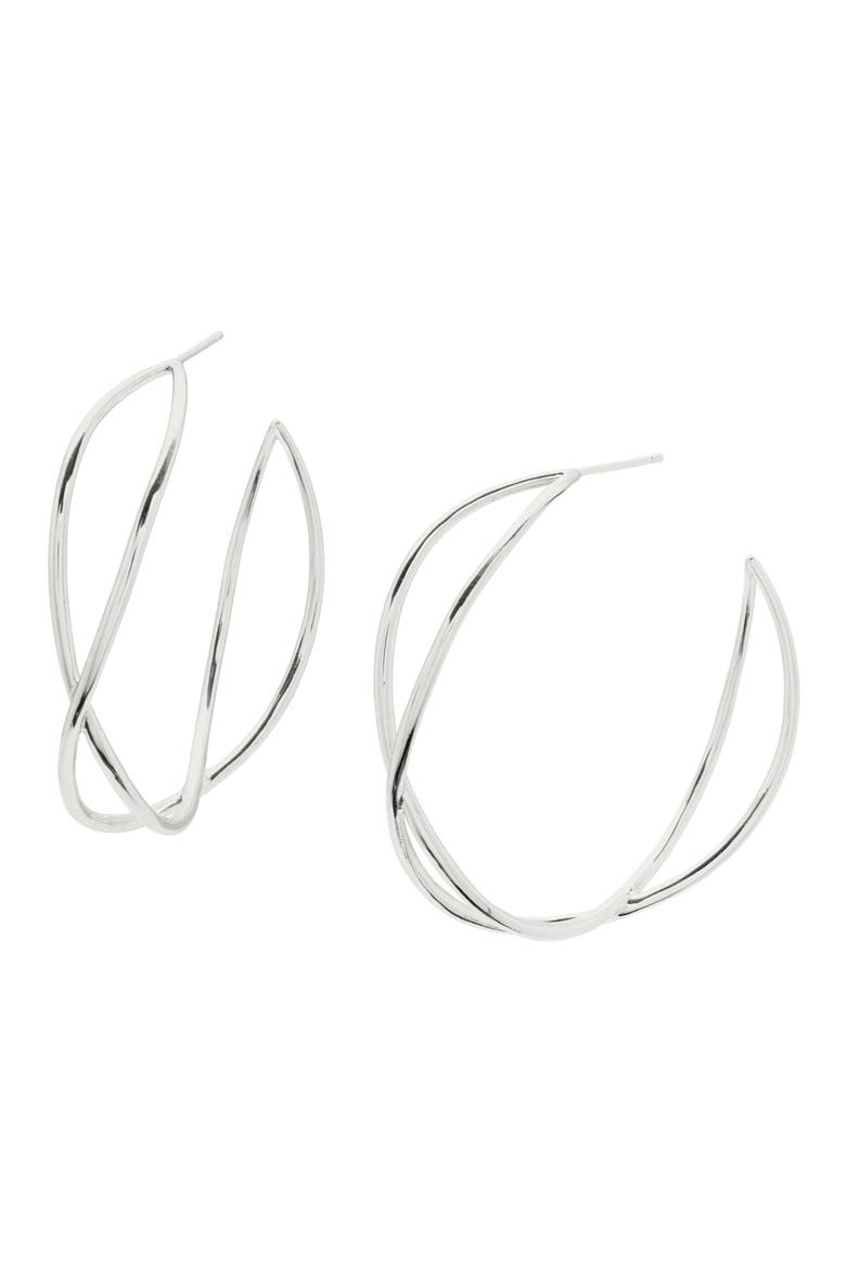 Autumn Hoop Earrings, Alternate, color, SILVER