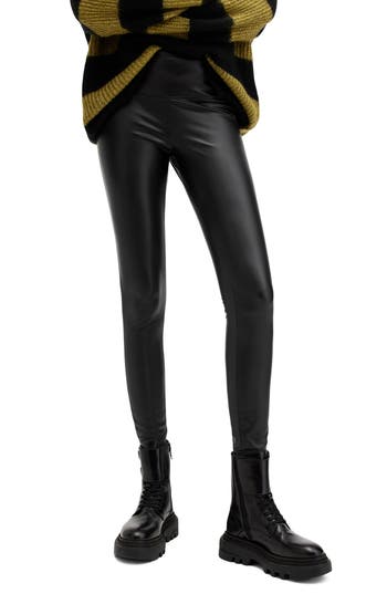 Allsaints Cora Faux Leather Leggings In Black