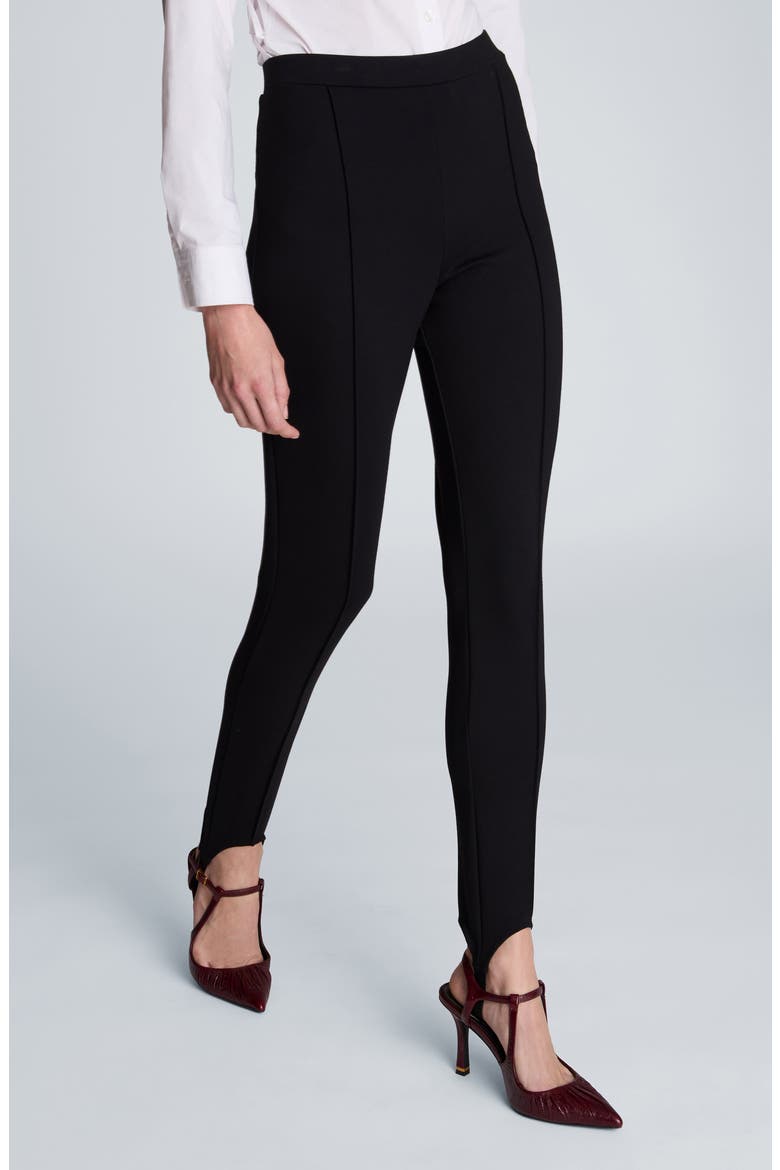 Pintucked Stirrup Leggings, Alternate, color, BLACK