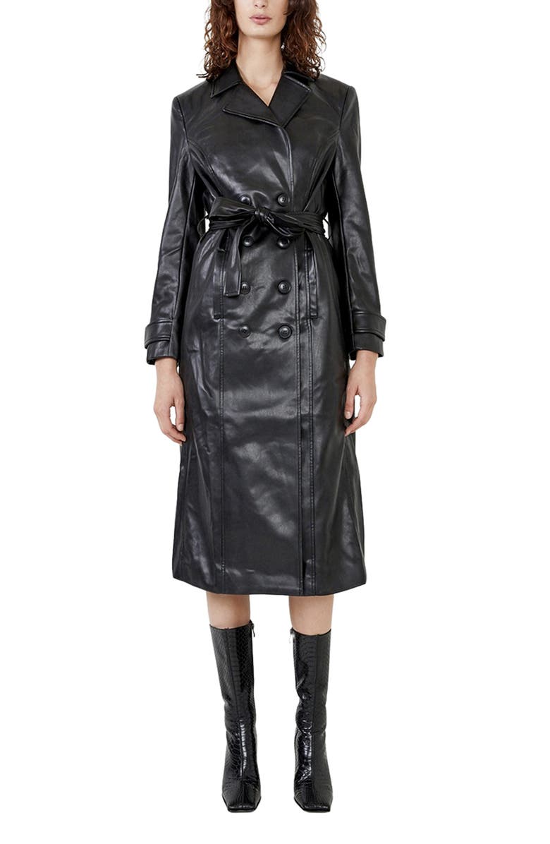 Bardot Faux Leather Trench Coat, Main, color,