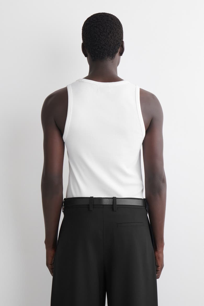 Slim Ribbed Cotton Tank Top, Alternate, color, WHITE