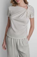 DKNY Twist Neck Cotton Blend Top