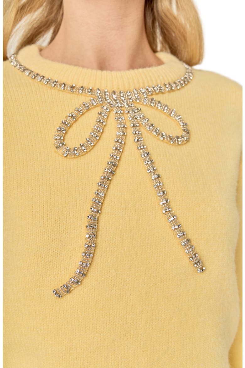 Rhinestone Bow Sweater, Alternate, color, BUTTER YELLOW