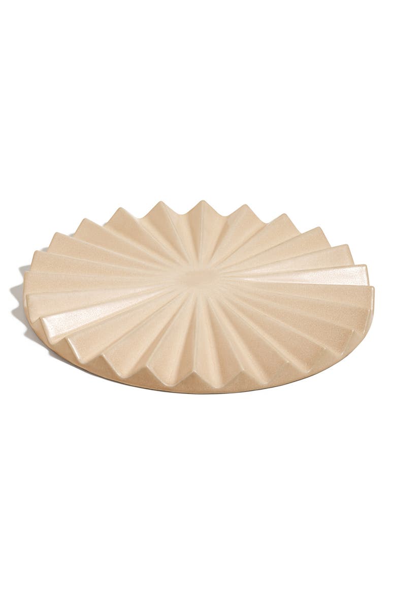 Pleated Starburst Stoneware Trivet, Alternate, color, CHICKPEA