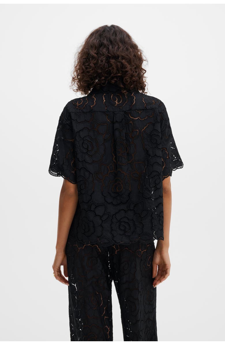 Malina Claudia Short Sleeve Lace Shirt, Alternate, color, Black