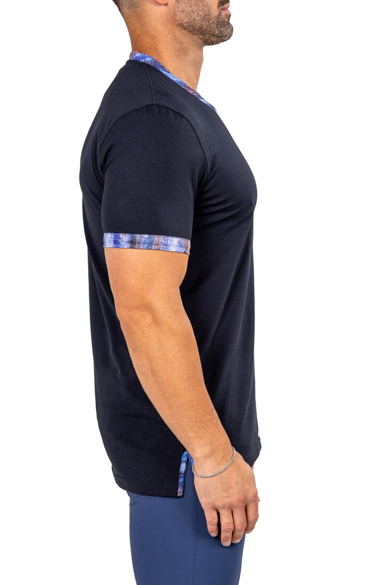 Edison Marthyr0003 Blue Cotton V-Neck T-Shirt, Alternate, color, BLUE