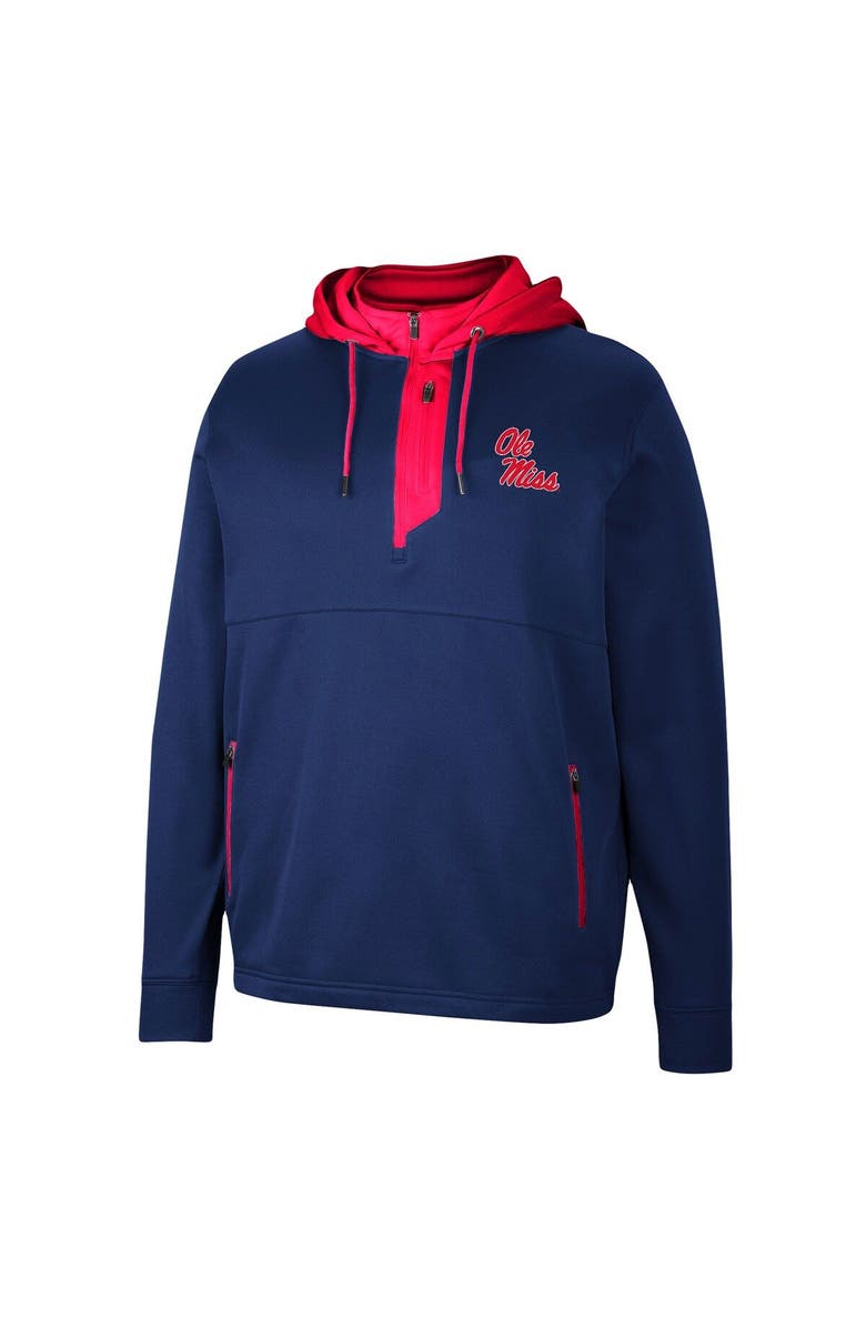 COLOSSEUM Men's Colosseum Navy Ole Miss Rebels Luge 3.0 Quarter-Zip Hoodie, Alternate, color, 