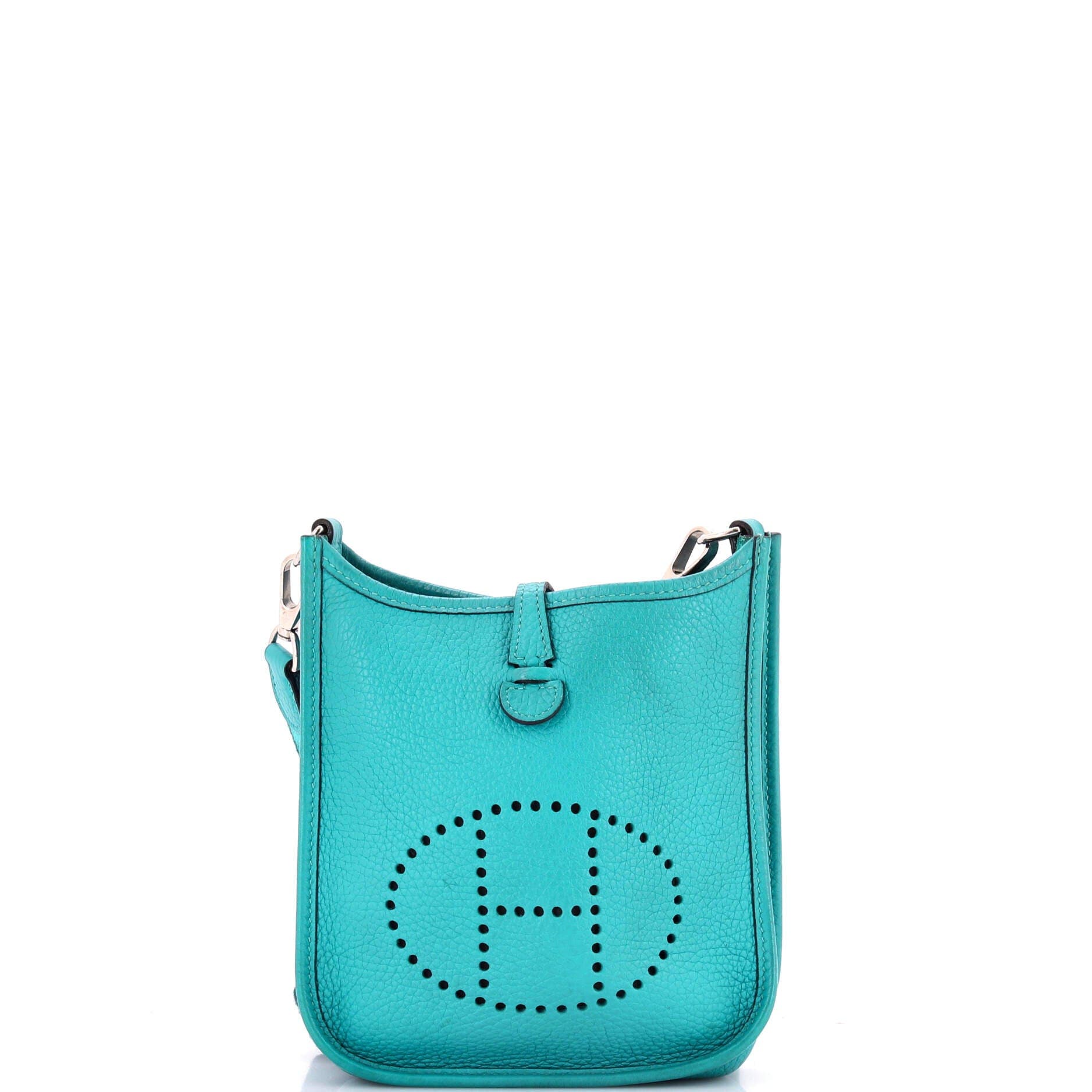 Pre-Owned Hermes Evelyne Bag Gen III Clemence TPM, Main, color, Turquoise