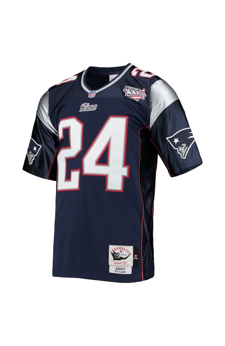 Mitchell & Ness Men's Mitchell & Ness Ty Law Navy New England Patriots 2001 Authentic Throwback Retired Player Jersey, Alternate, color,