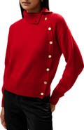 Lilysilk Women's Cashmere Sweater With Row of Side Buttons