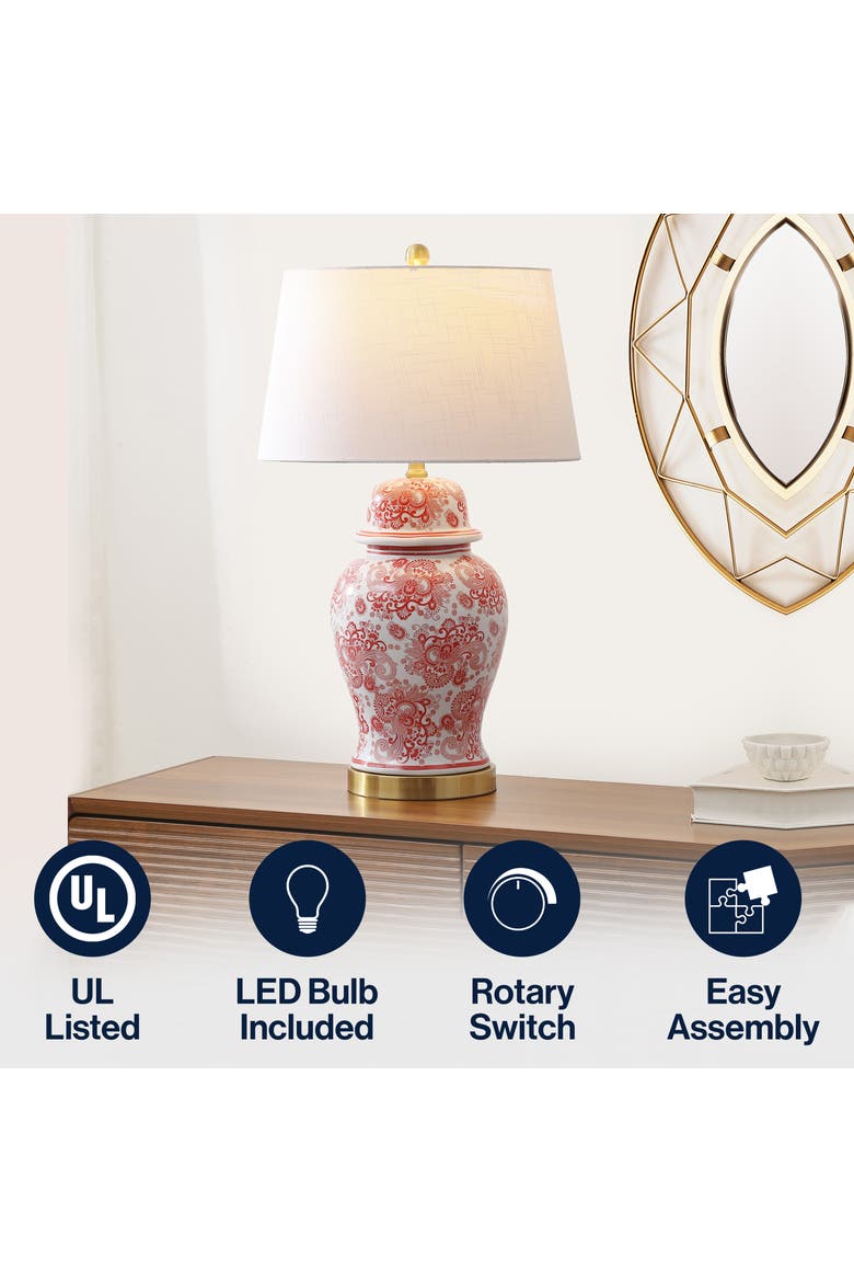 Ellis Chinoiserie Ceramic LED Table Lamp, Alternate, color, Red/White