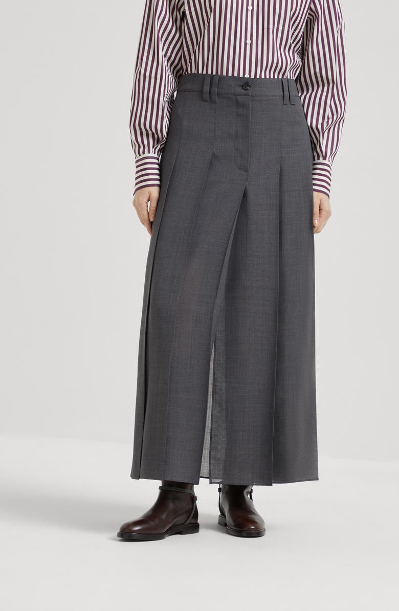 Brunello Cucinelli Long pleated skirt, Alternate, color, Anthracite