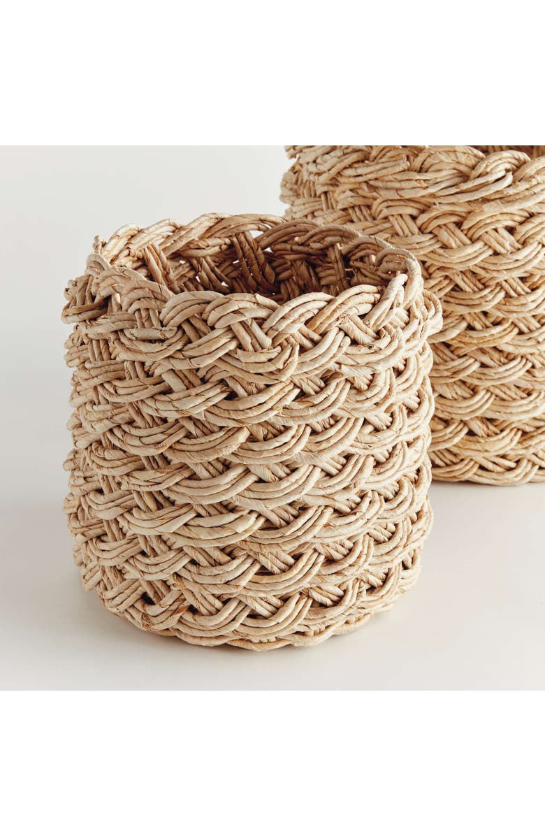 Napa Home & Garden Abaca French Braid Storage Baskets Round Set Of 2, Alternate, color, Beige