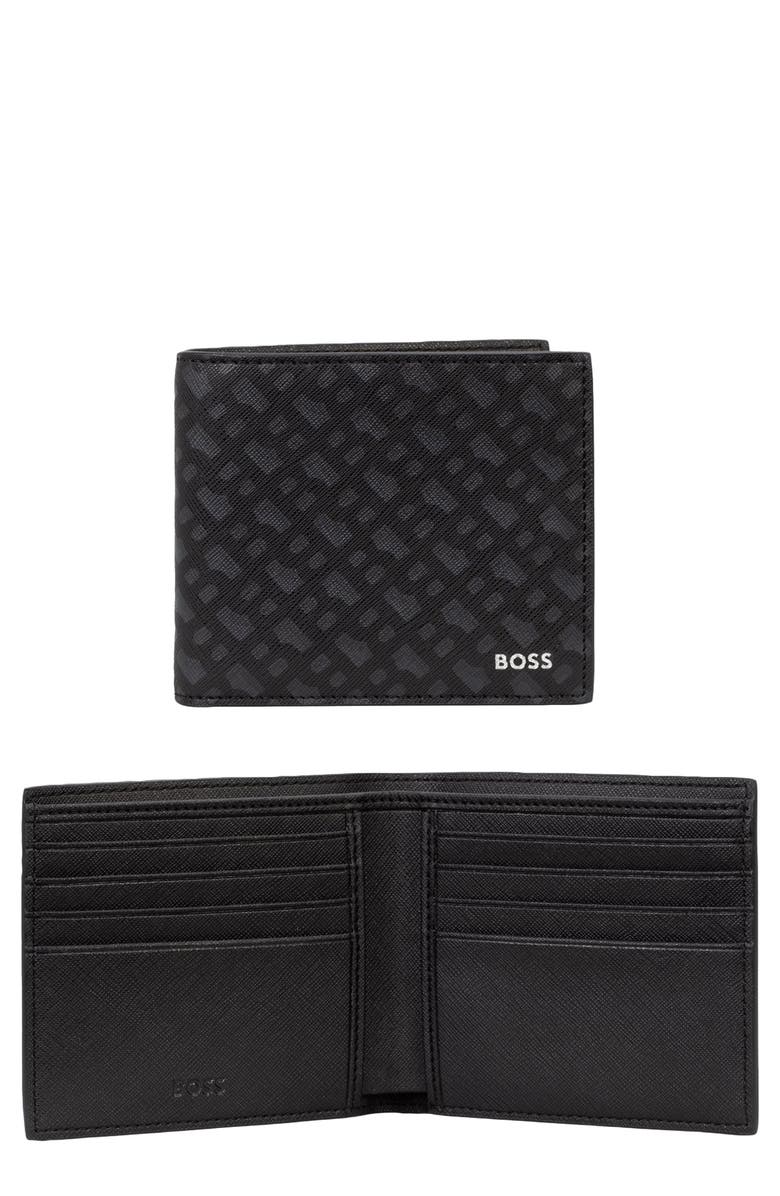 HUGO Zair Bonded Leather Bifold Wallet, Main, color, Black