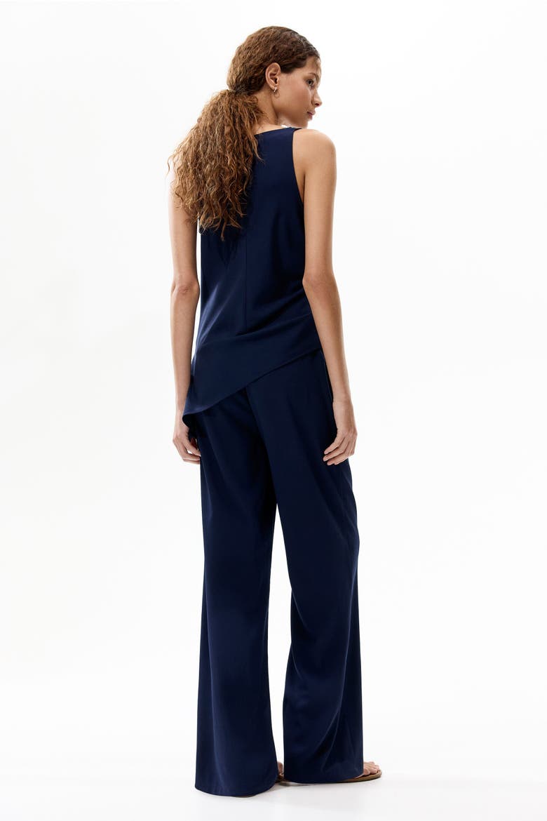Straight Crêpe Trousers, Alternate, color, Navy blue
