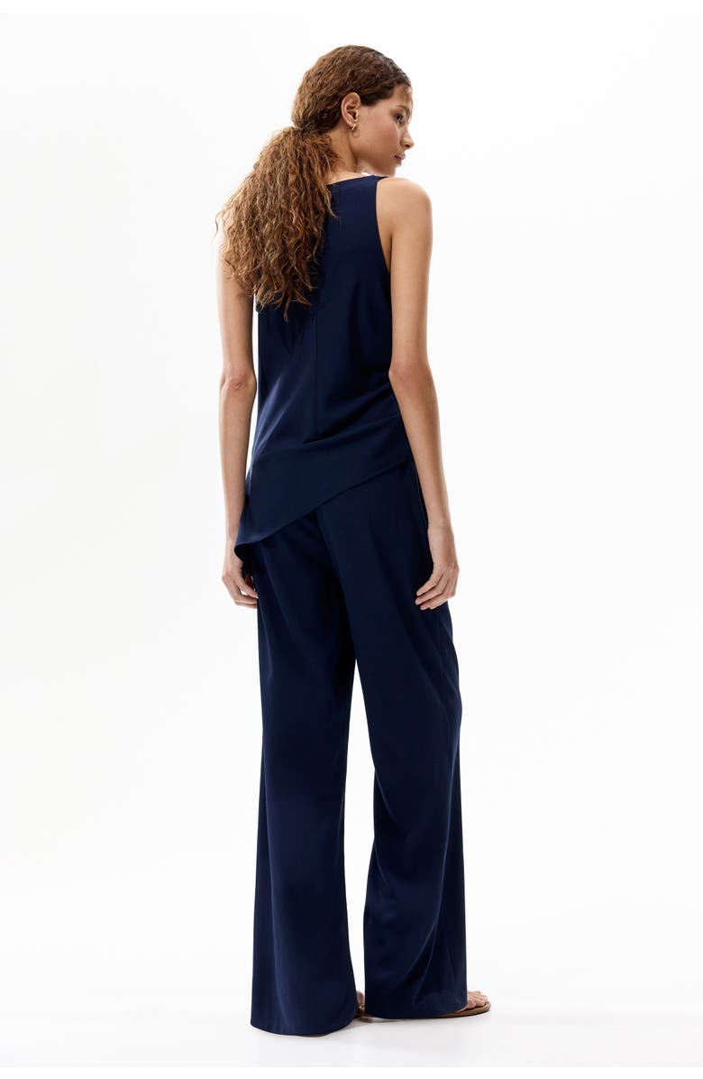 H&M Straight Crêpe Trousers, Alternate, color, Navy Blue