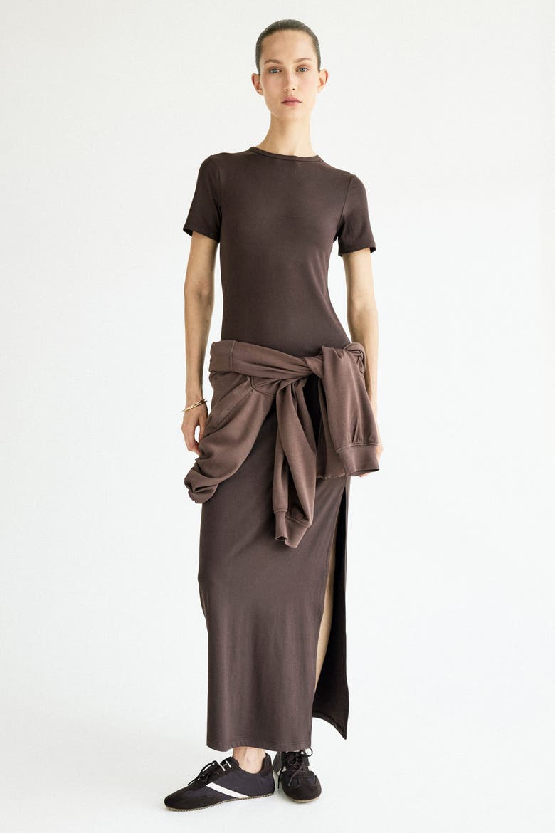 Long T-shirt Dress, Main, color, Dark brown